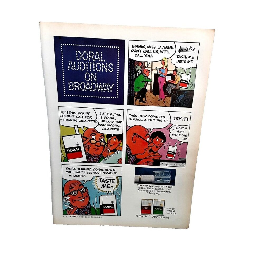 1971 Doral Cigarettes Cartoon Comic Style Original Print Ad vintage